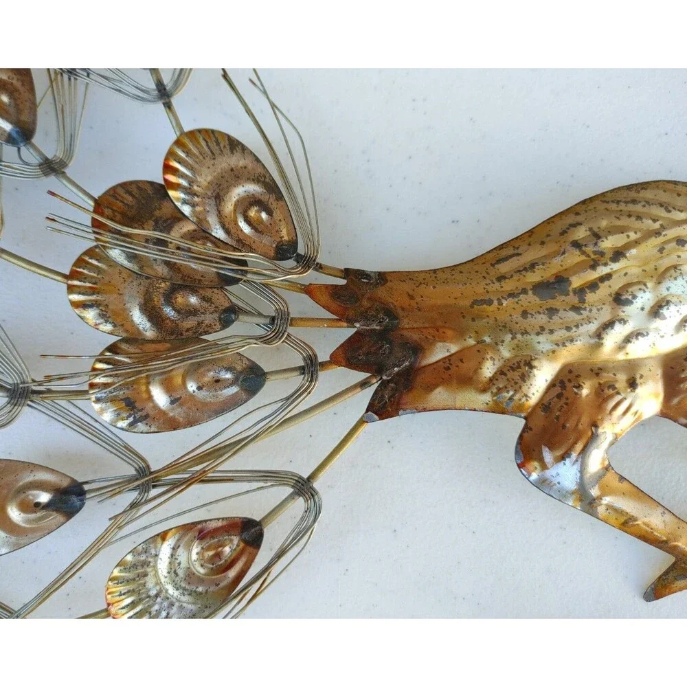 2 RETRO CHIC MCM Home Interiors Metal Peacock 60s 70s Wall Art Hollywood Regency